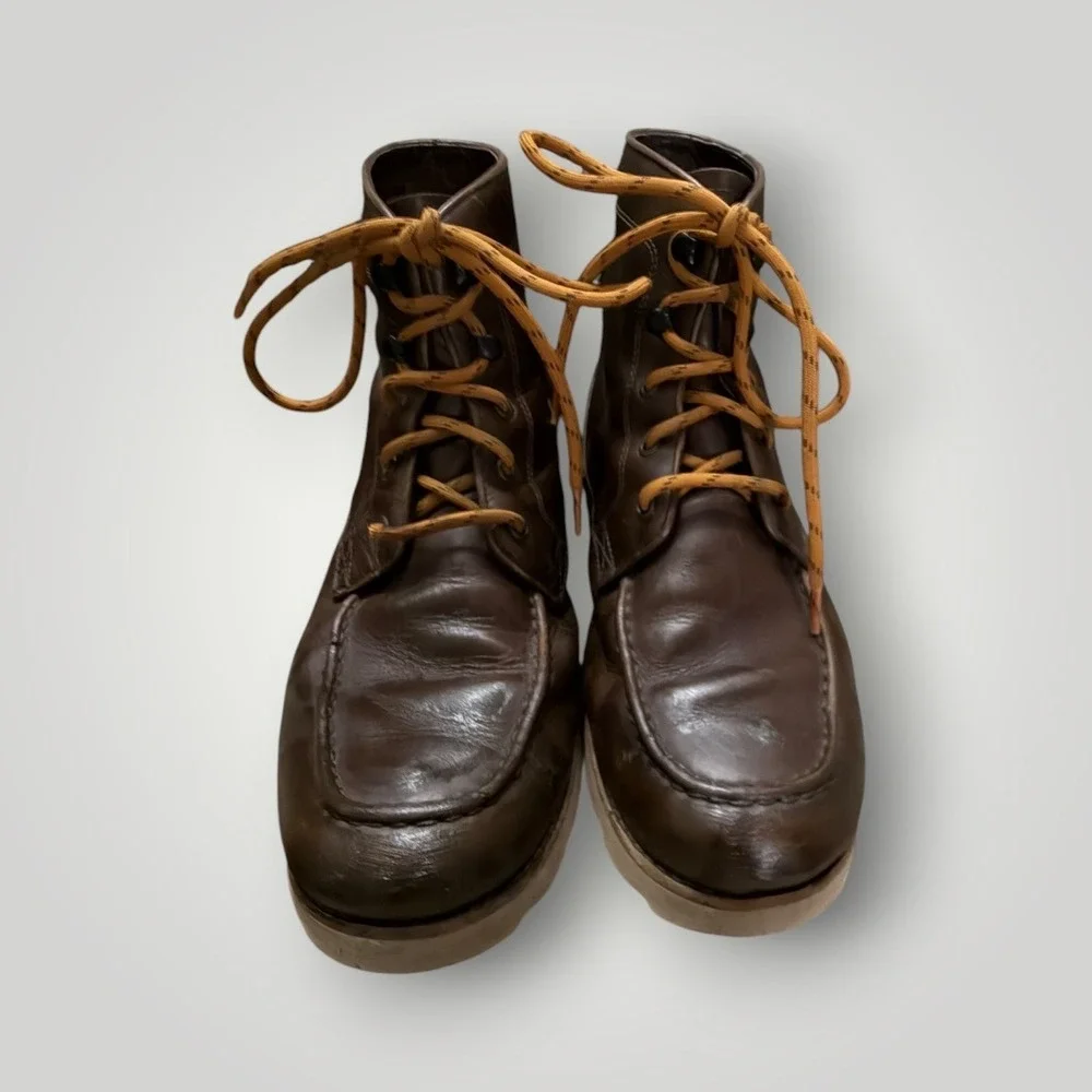UGG Agnar Moc Toe Boots Men 10 Brown Leather Waterproof Lace Up Lug Sole Rugged
